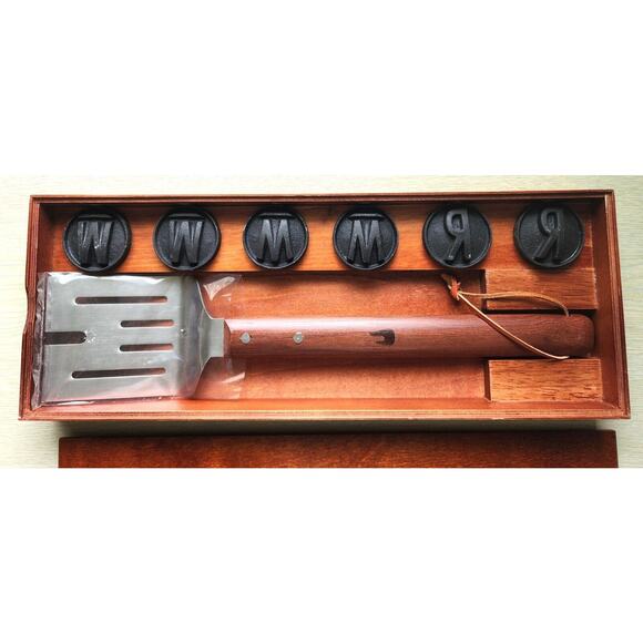 TUSCAN GRILL BRANDING SET-Rare-Medium-Well Done Branding Discs-Wood Handle-Gift - Picture 3 of 8